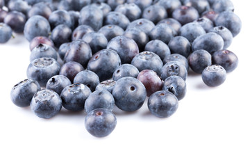 Blueberries on white background