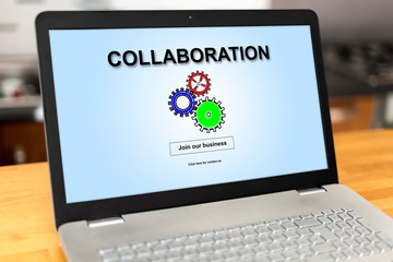 Collaboration concept on a laptop