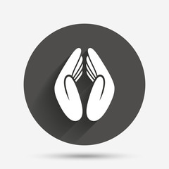 Pray hands sign icon. Religion priest symbol.