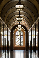 Corridor inside City Hall in Los Angeles, California