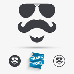 Mustache and Glasses sign icon. Hipster symbol.