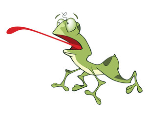 Illustration of Cute Green Frog Cartoon Character