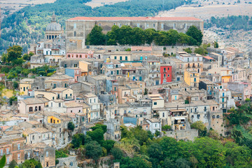 Fototapeta na wymiar The cityscape of the town of Ragusa Ibla in Sicily in Italy