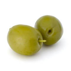 Green olives fruits isolated on white background cutout