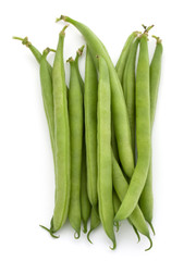 Green beans handful isolated on white background cutout