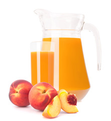 Peach fruit juice in glass jug