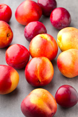 Fresh fruit on the gray background.