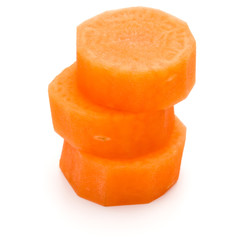 Chopped carrot slices isolated on white background cutout