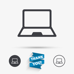Laptop sign icon. Notebook pc symbol.