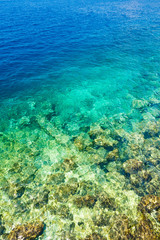 Fototapeta na wymiar Sea Ocean Blue Water Clear Background