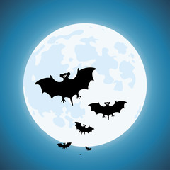 vector bats in the night, scary vampires of wildlife concept