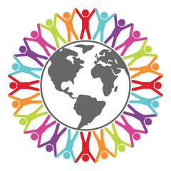 vector colorful illustration of people around the world