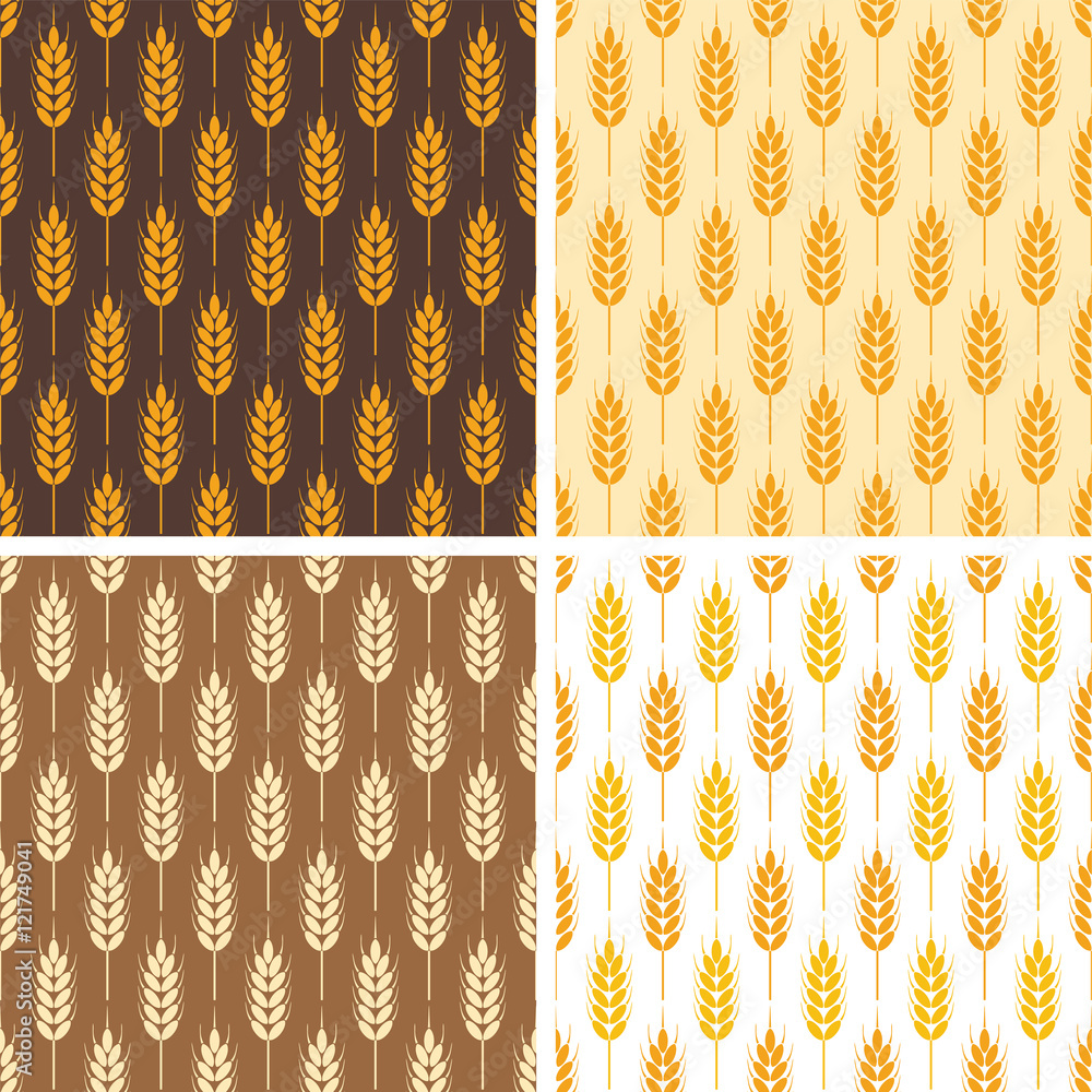 Poster vector collection of seamless repeating wheat patterns