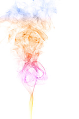 The movement of smoke cigarettes on a white background .