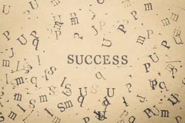 alphabet letter word success from stamp letters font on paper fo