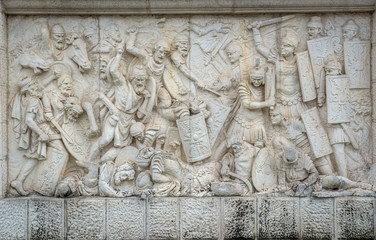 relief at University Square in Citadel of Alba Iulia city in Romania