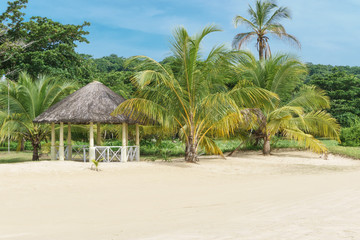 Corn Island, Nicaragua – August 16, 2016: Tropical beach place view. Travel general imagery