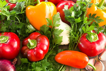 Healthy eating. Fresh vegetables on old wooden surface