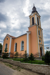 Fototapeta na wymiar Romanian Greek Catholic Church in Miercurea Sibiului town in Romania