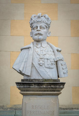 Ferdinand I of Romania bust in Citadel of Alba Iulia city in Romania