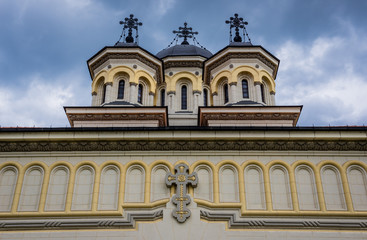 Fototapeta na wymiar Coronation Cathedral deticated to Holy Trinity in Citadel of Alba Iulia city in Romania