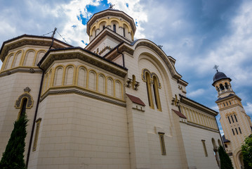Fototapeta na wymiar Coronation Cathedral deticated to Holy Trinity in Citadel of Alba Iulia city in Romania