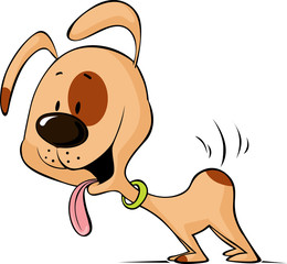 enthusiastic dog waiting for food cartoon - vector illustration