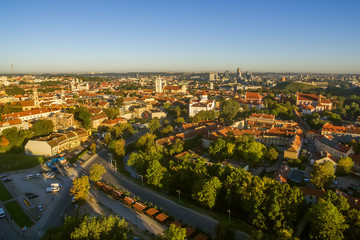 Vilnius, Lithuania: aerial top view of the old town