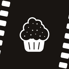 Flat paper cut style icon of cake
