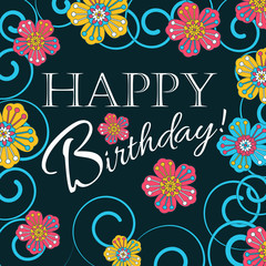 Happy Birthday Label for Holiday . for Invitations and Greeting Cards. Happy Birthday Poster, Banner, Placard or Card  Vector, vintage