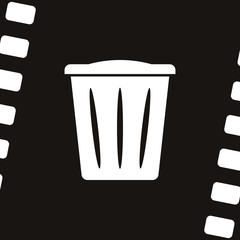Flat paper cut style icon of trash can
