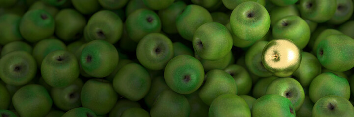 Golden apple standing out from the crowd