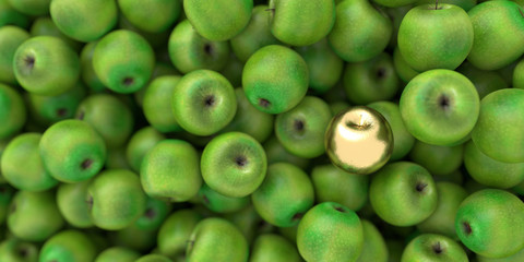 Golden apple standing out from the crowd