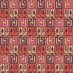 Seamless vector tribal texture. Vintage ethnic seamless backdrop. Tribal seamless texture.  Striped vintage boho fashion style pattern background with tribal shape elements. 