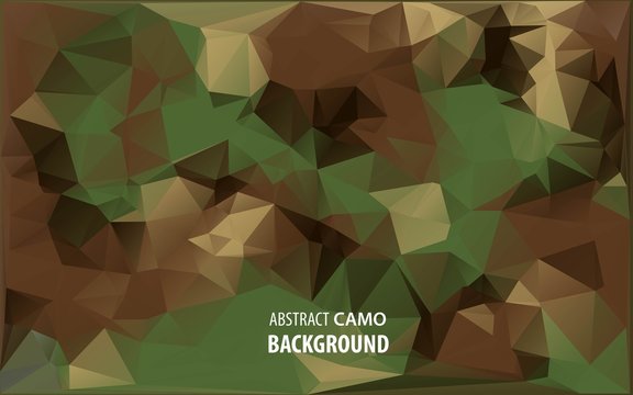 Abstract Vector Military Camouflage Background Made of Geometric Triangles Shapes.