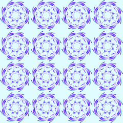 Abstract pattern of blue floral ornaments. Background for holiday package or decoration.
