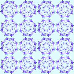 Abstract pattern of blue floral ornaments. Background for holiday package or decoration.
