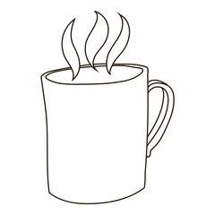 Mug with hot tea icon in outline style isolated on white background. Drink symbol vector illustration