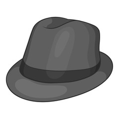 Hat icon in black monochrome style isolated on white background. Headdress symbol vector illustration