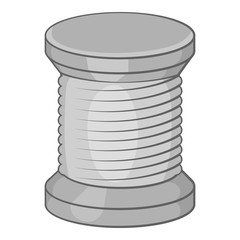 Spool of thread icon in black monochrome style isolated on white background. Sewing symbol vector illustration