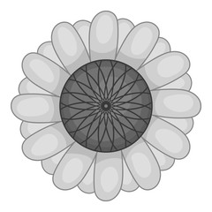 Flower icon in black monochrome style isolated on white background. Flora symbol vector illustration