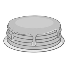 Pancakes with honey icon in black monochrome style isolated on white background. Food symbol vector illustration