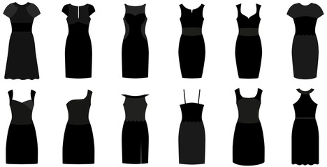 Set of twelve different elegant and expensive cocktail dresses