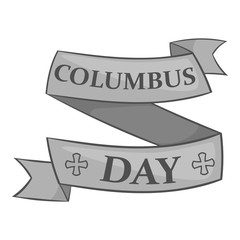 Ribbon Columbus day icon in black monochrome style isolated on white background. Decor symbol vector illustration