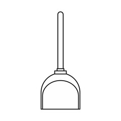 Dustpan icon in outline style isolated on white background. Cleaning symbol vector illustration