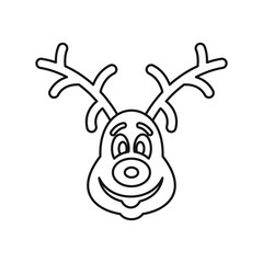 Christmas deer icon in outline style isolated on white background. Animal symbol vector illustration