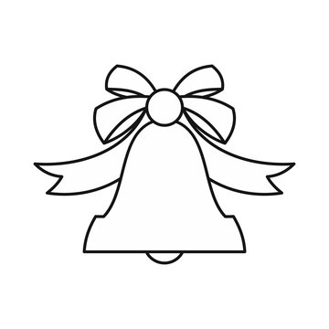 recommend clip art: Bell with bow icon in outline style isolated on white background. Ring symbol vector illustration