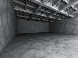 Empty dark concrete room interior. Architecture background