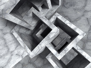 Abstract concrete architecture chaotic cubes construction