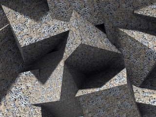 Chaotic concrete cubes blocks architecture wall background